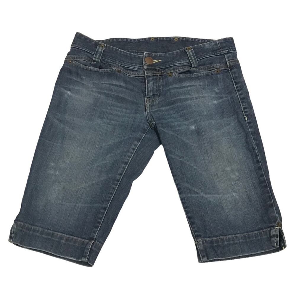 Armani Exchange Lightly Distressed Low Rise Bermuda Denim Shorts Size 4